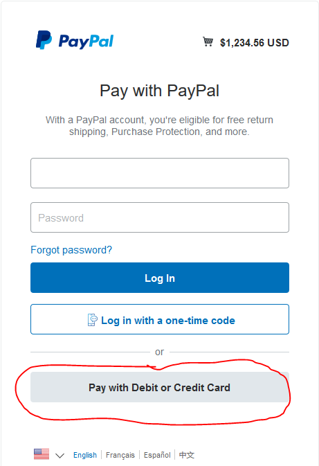 PayPal by Credit Card