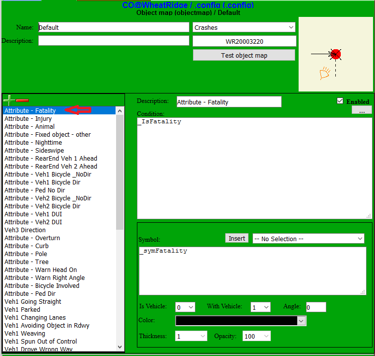 Unsorted object map with fatality rule at top